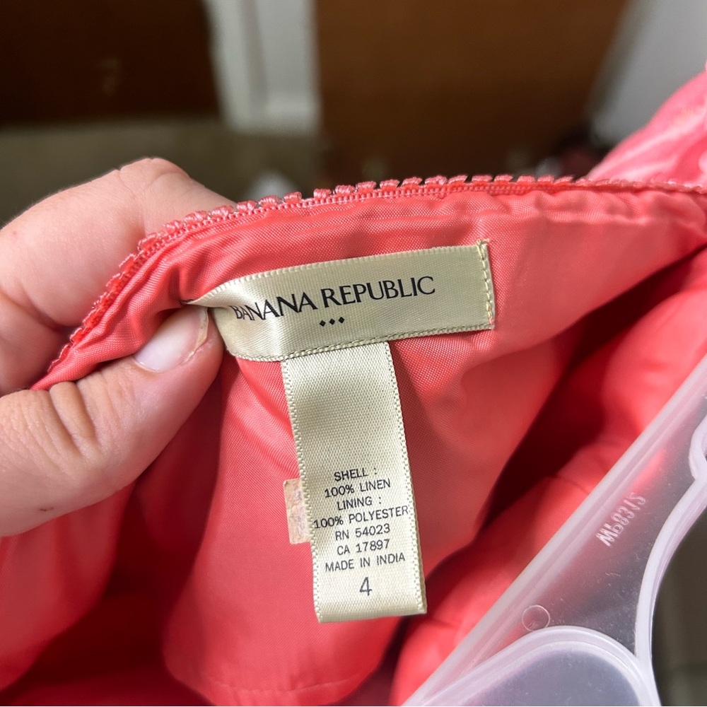 Banana republic linen strapless pink floral print dress - Picture 3 of 6